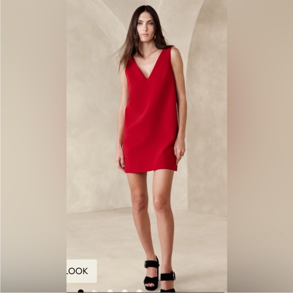 Banana Republic Red Sleeveless V-Neck Mini Dress